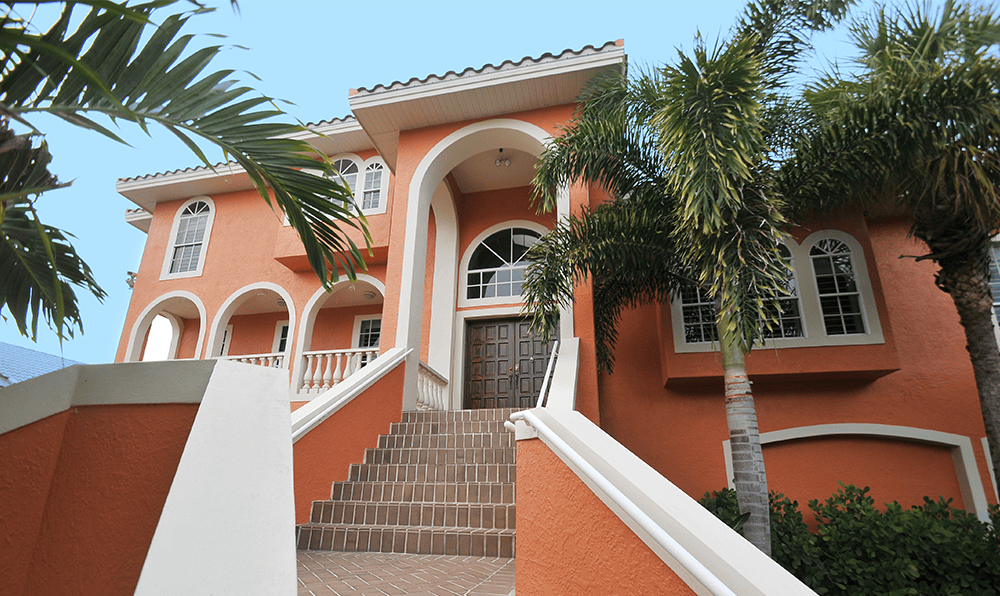 Exterior shot of a home and front yard